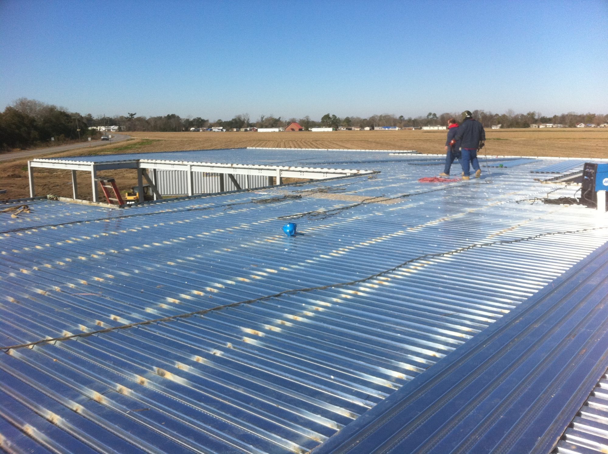 Structural steel framing under construction